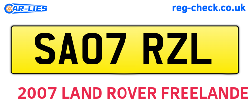 SA07RZL are the vehicle registration plates.