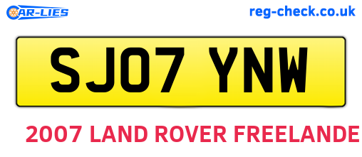 SJ07YNW are the vehicle registration plates.