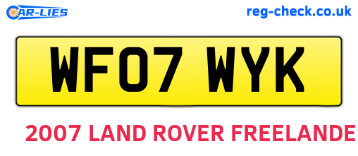 WF07WYK are the vehicle registration plates.