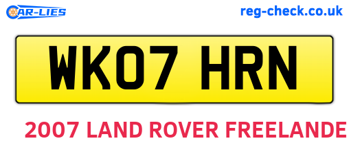 WK07HRN are the vehicle registration plates.