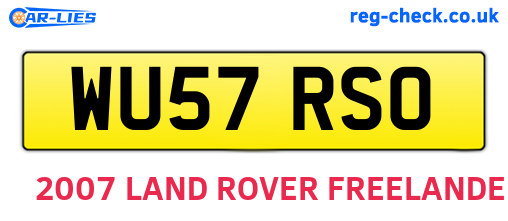 WU57RSO are the vehicle registration plates.
