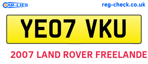 YE07VKU are the vehicle registration plates.