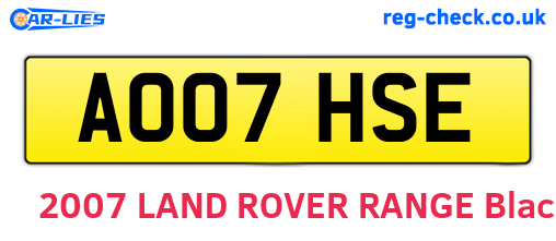 AO07HSE are the vehicle registration plates.
