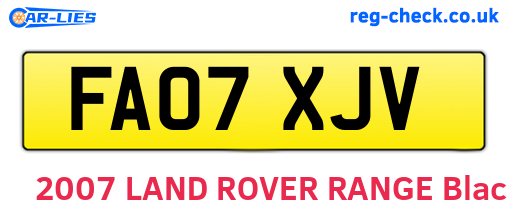 FA07XJV are the vehicle registration plates.