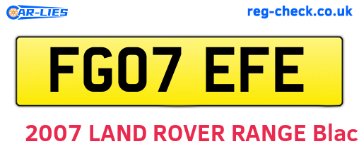 FG07EFE are the vehicle registration plates.