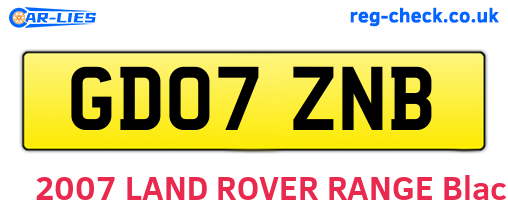 GD07ZNB are the vehicle registration plates.