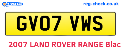 GV07VWS are the vehicle registration plates.