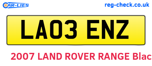LA03ENZ are the vehicle registration plates.