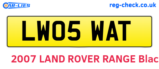 LW05WAT are the vehicle registration plates.