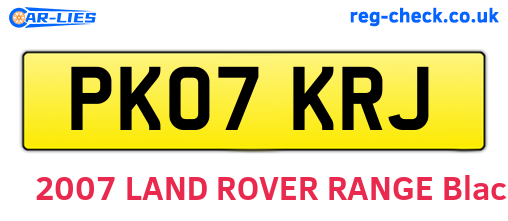 PK07KRJ are the vehicle registration plates.