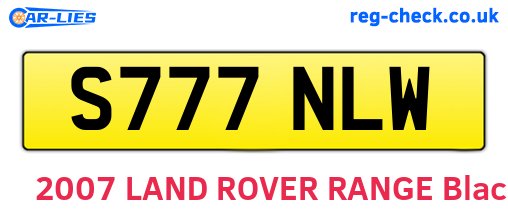 S777NLW are the vehicle registration plates.