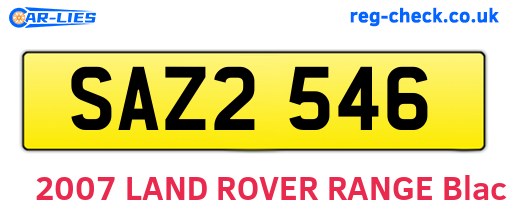 SAZ2546 are the vehicle registration plates.