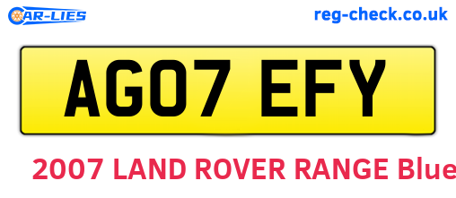 AG07EFY are the vehicle registration plates.