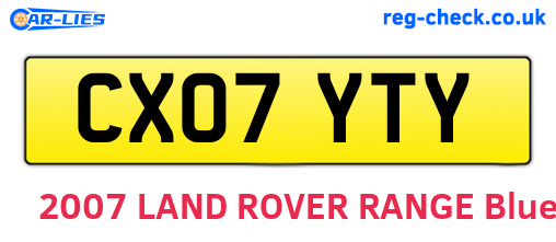 CX07YTY are the vehicle registration plates.