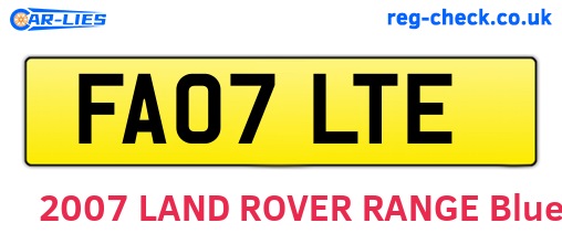 FA07LTE are the vehicle registration plates.