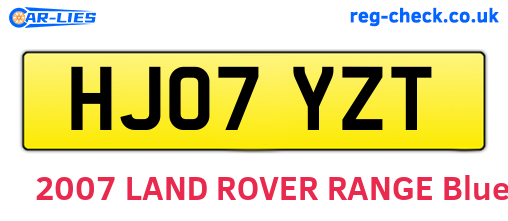 HJ07YZT are the vehicle registration plates.