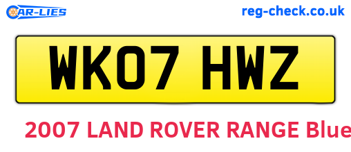 WK07HWZ are the vehicle registration plates.