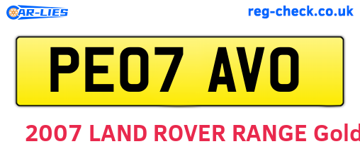PE07AVO are the vehicle registration plates.