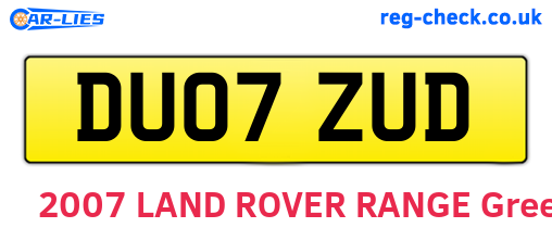 DU07ZUD are the vehicle registration plates.