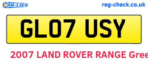GL07USY are the vehicle registration plates.