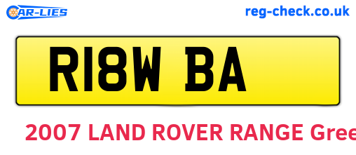 R18WBA are the vehicle registration plates.