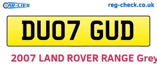 DU07GUD are the vehicle registration plates.