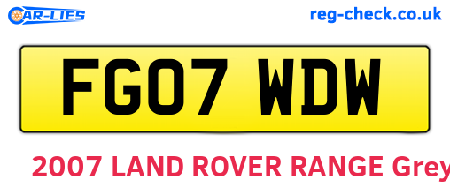 FG07WDW are the vehicle registration plates.