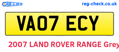 VA07ECY are the vehicle registration plates.