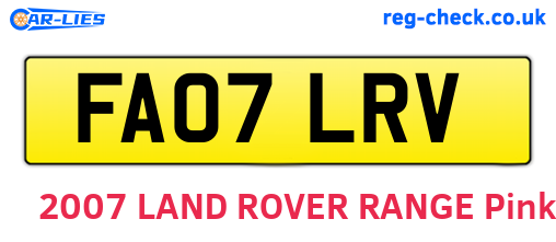 FA07LRV are the vehicle registration plates.