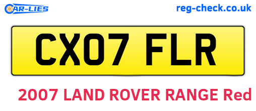 CX07FLR are the vehicle registration plates.