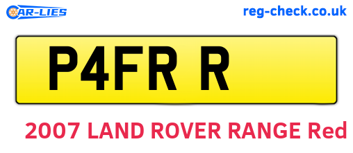 P4FRR are the vehicle registration plates.