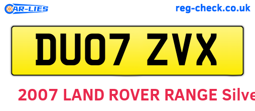 DU07ZVX are the vehicle registration plates.