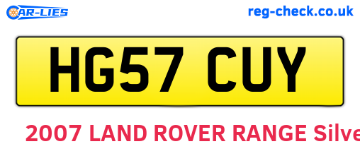 HG57CUY are the vehicle registration plates.