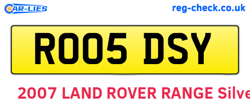 RO05DSY are the vehicle registration plates.