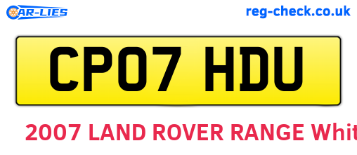 CP07HDU are the vehicle registration plates.