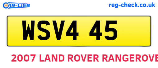 WSV445 are the vehicle registration plates.