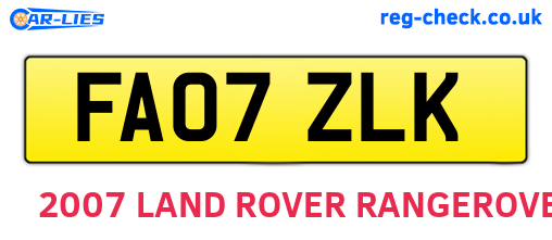 FA07ZLK are the vehicle registration plates.