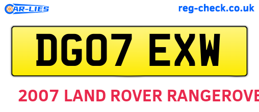 DG07EXW are the vehicle registration plates.