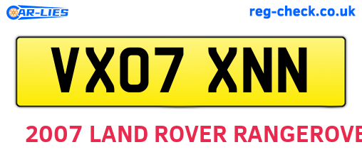 VX07XNN are the vehicle registration plates.