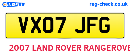 VX07JFG are the vehicle registration plates.