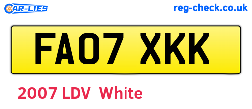 FA07XKK are the vehicle registration plates.