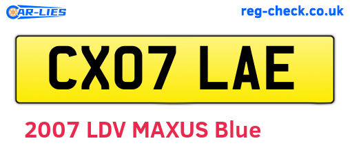 CX07LAE are the vehicle registration plates.