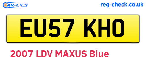 EU57KHO are the vehicle registration plates.