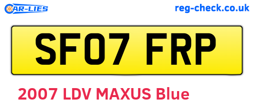 SF07FRP are the vehicle registration plates.