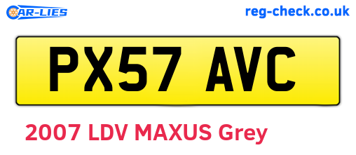 PX57AVC are the vehicle registration plates.