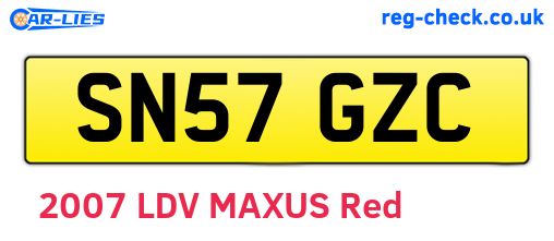 SN57GZC are the vehicle registration plates.