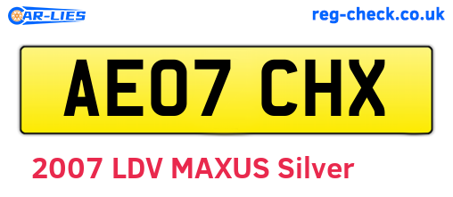 AE07CHX are the vehicle registration plates.