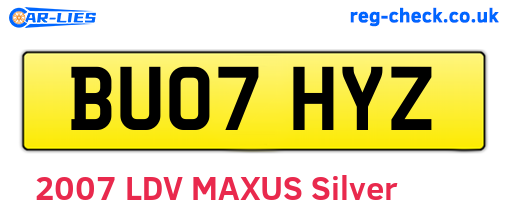 BU07HYZ are the vehicle registration plates.