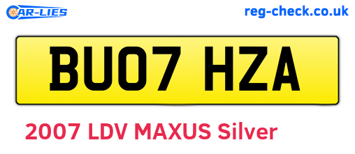 BU07HZA are the vehicle registration plates.