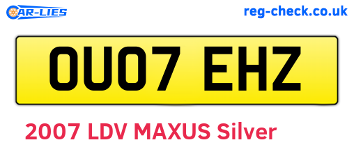 OU07EHZ are the vehicle registration plates.
